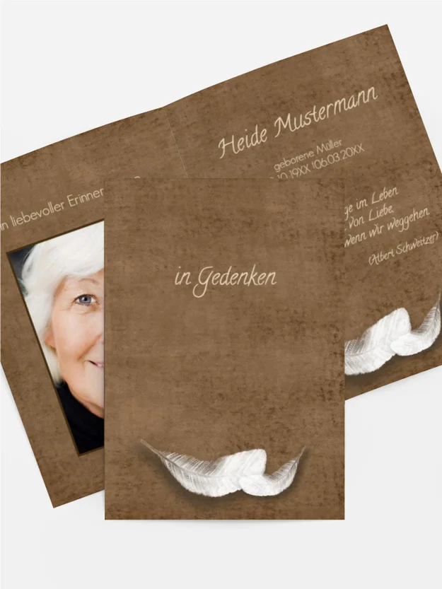 Sterbebildkarte Feder