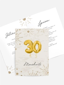 Menükarte Geburtstag Goldene Kugeln