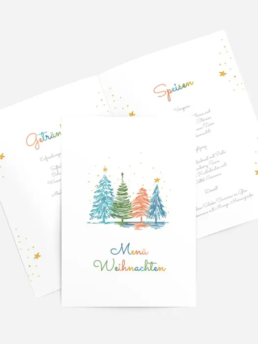 Menükarte Weihnachten Bunte Zweige