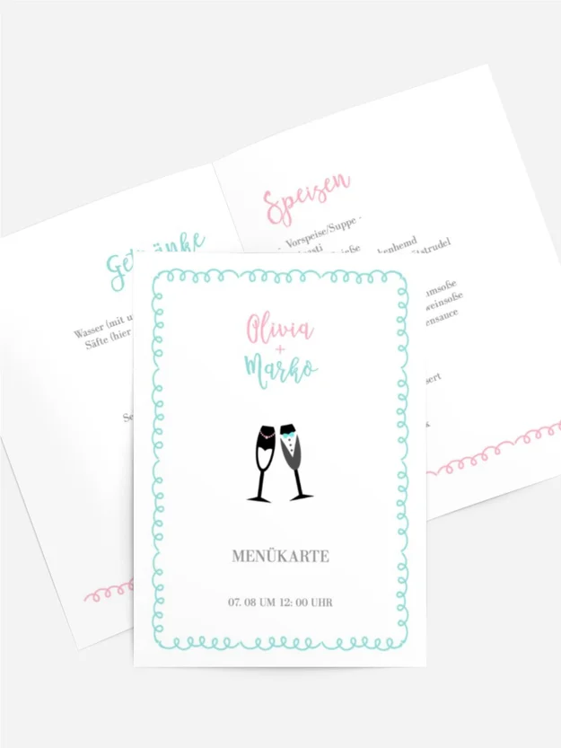 Menükarte Champagner im Auto