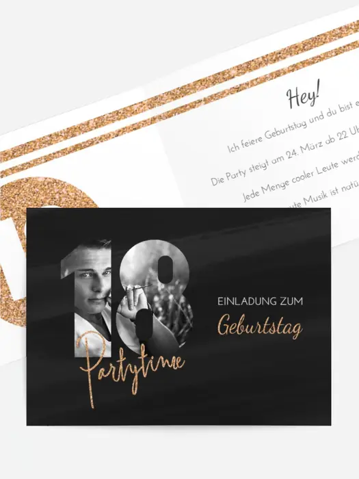 Geburtstagseinladung Glamourstreifen