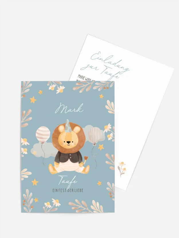 Einladungskarte Taufe Süßes Löwenjunges