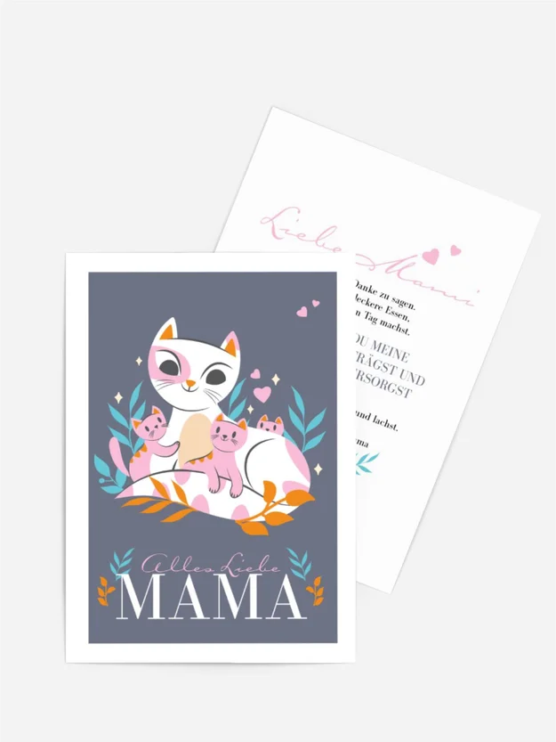 Grußkarte zum Muttertag Katzenmama