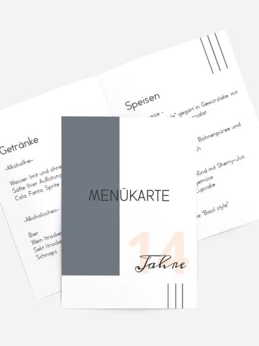Menükarte Geburtstag modern Cover