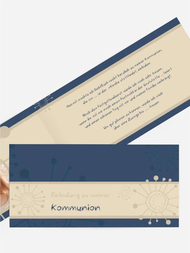 Einladungskarte Kommunion Blumen