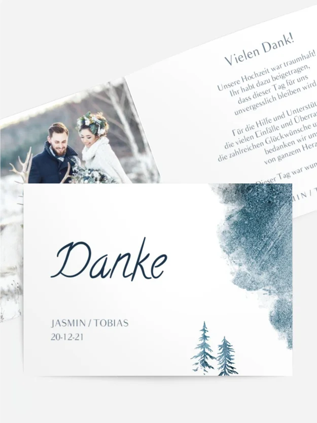 Dankeskarte Hochzeit "Winterwald"