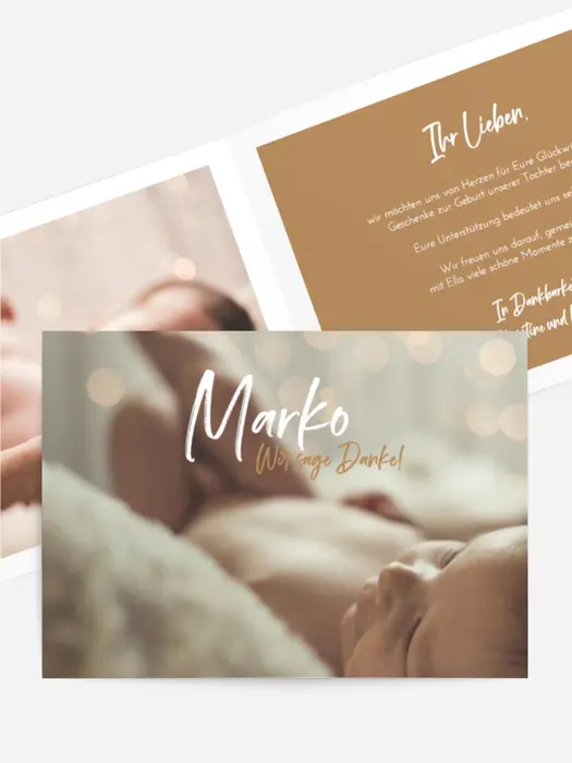 Baby Dankeskarte Gewickeltes Kind