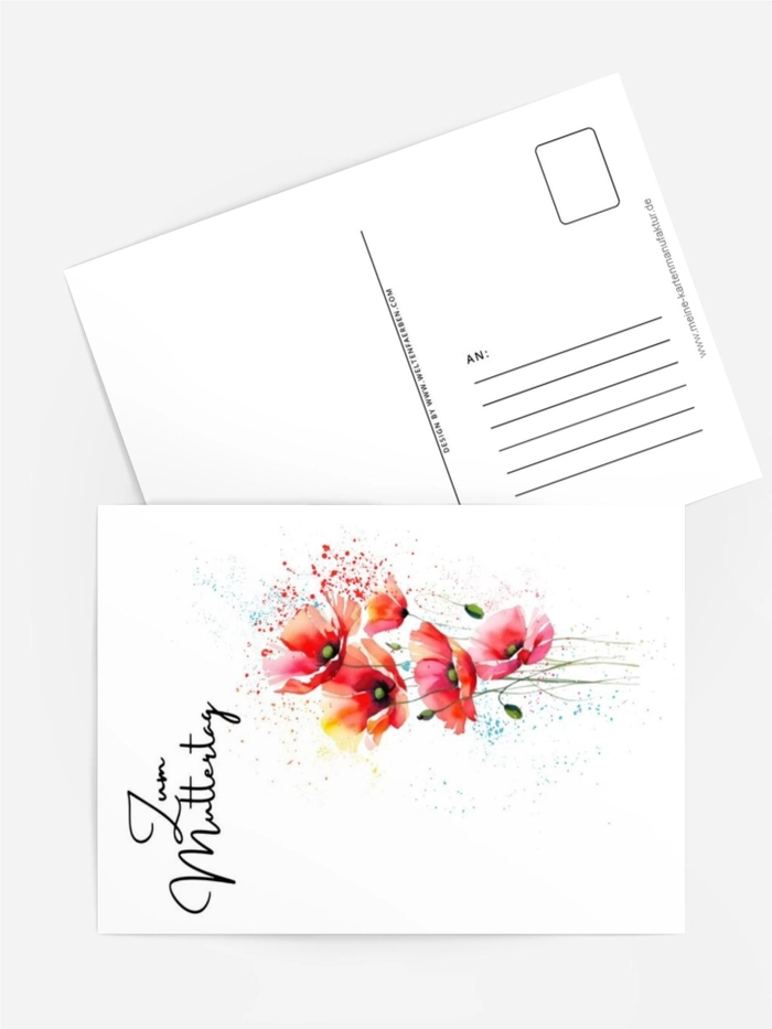 Aquarell Mohnblumenkarte – Blumige Muttertagskarte in Rot und Orange Aquarell Mohnblumenkarte – Blumige Muttertagskarte in Rot und Orange