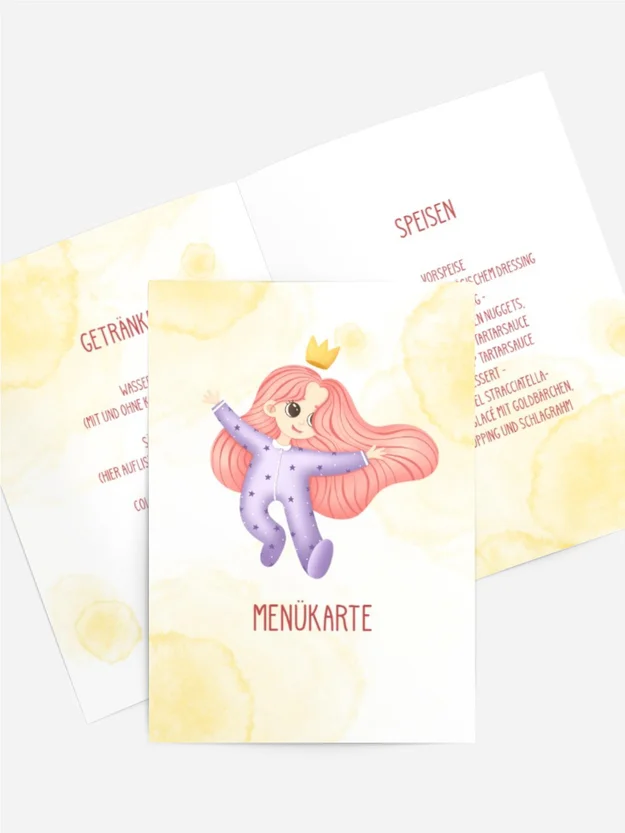 Menükarte Geburtstag Prinzessinnenspaß mit Foto Menükarte Geburtstag Prinzessinnenspaß mit Foto