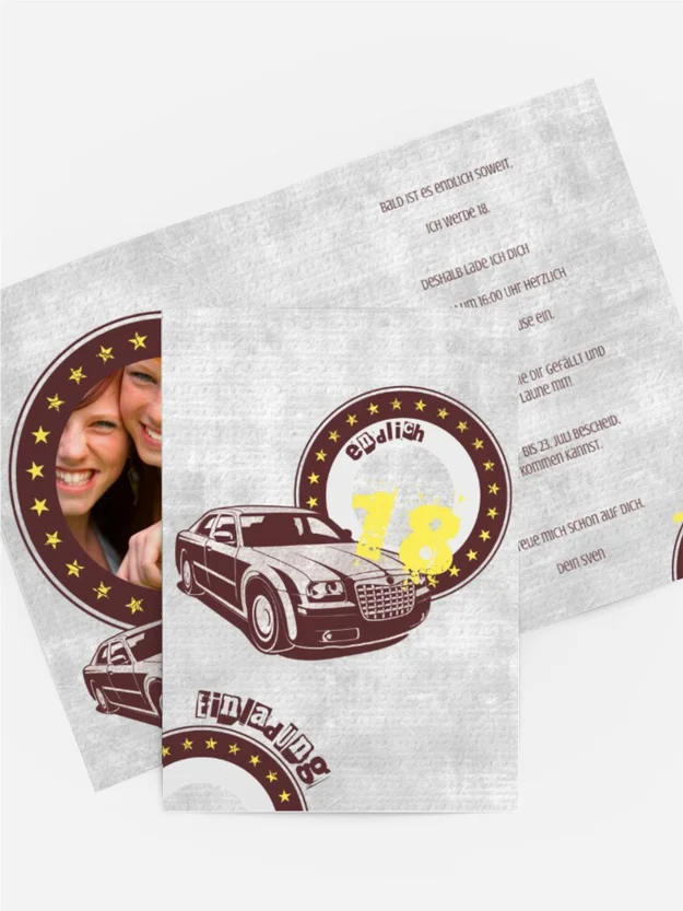 Einladungs zum 18. Geburtstag car star 18 Foto