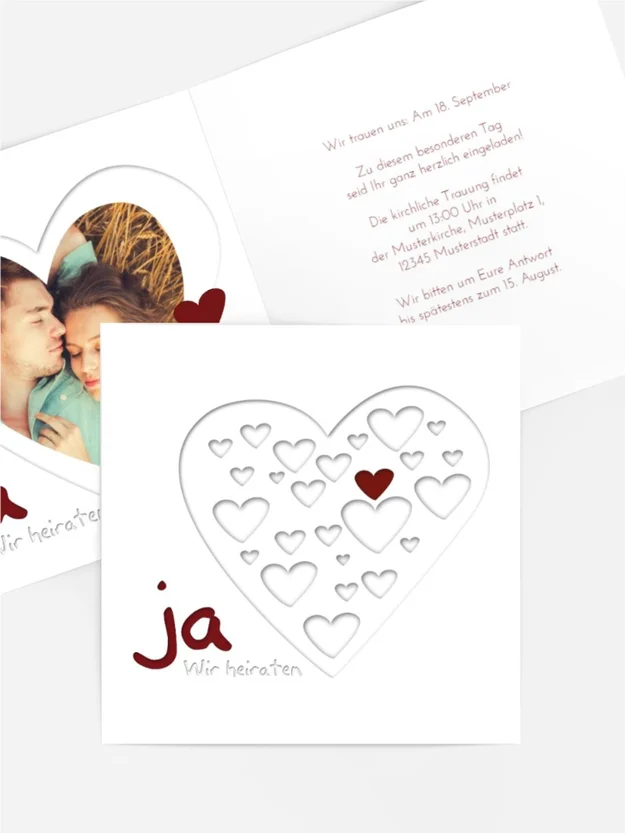 Einladung zur Hochzeit Herzform