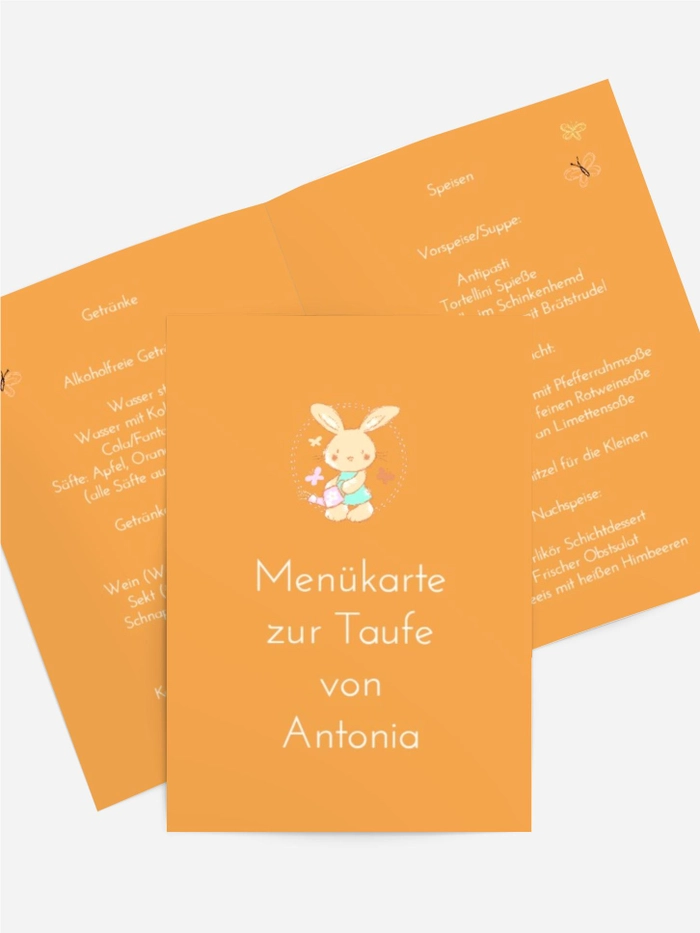 Taufe Menükarte Hase Taufe Menükarte Hase