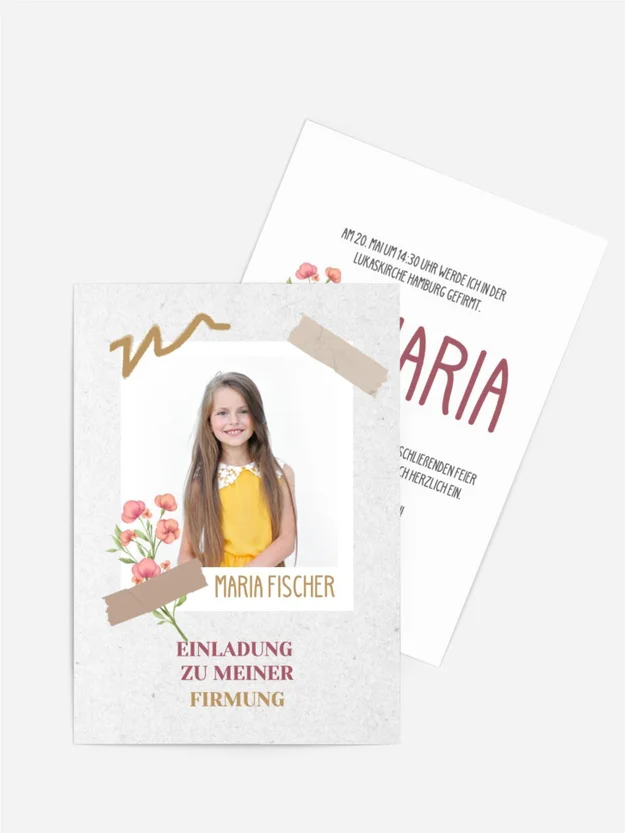 Einladungskarte Firmung Junge Blume