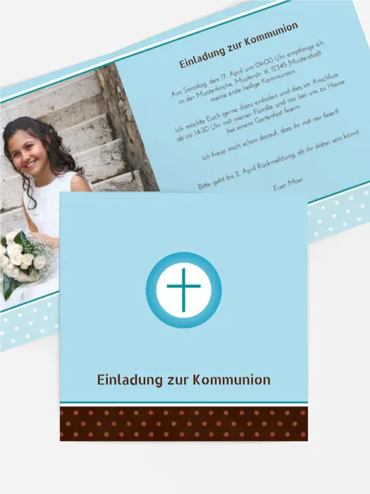 Kommunion Einladungskarte Kreuzhostie