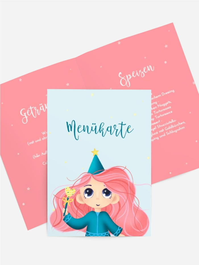 Menükarte Geburtstag Junge Zauberin Menükarte Geburtstag Junge Zauberin