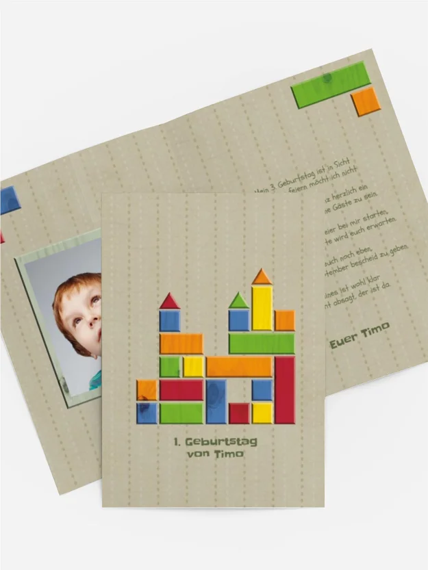 Geburtstagseinladung Bausteine Foto