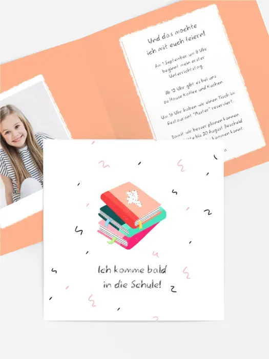 Einladungskarte Einschulung Schulbücher