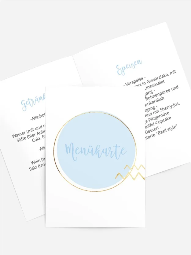 Menükarte Geburtstag Party Circle