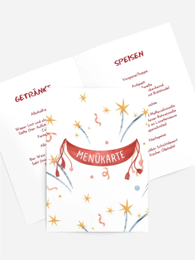 Menükarte Geburtstag Festliches Konfetti
