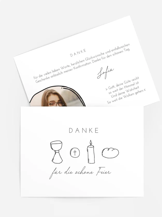 Dankeskarte zur Konfirmation einfache Linien
