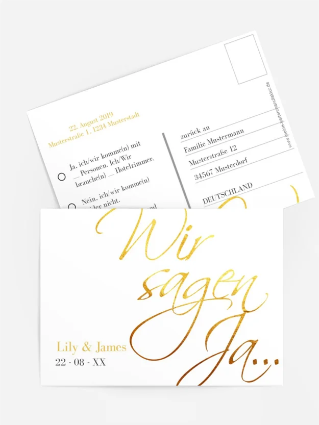 Antwortkarte Goldene Buchstaben