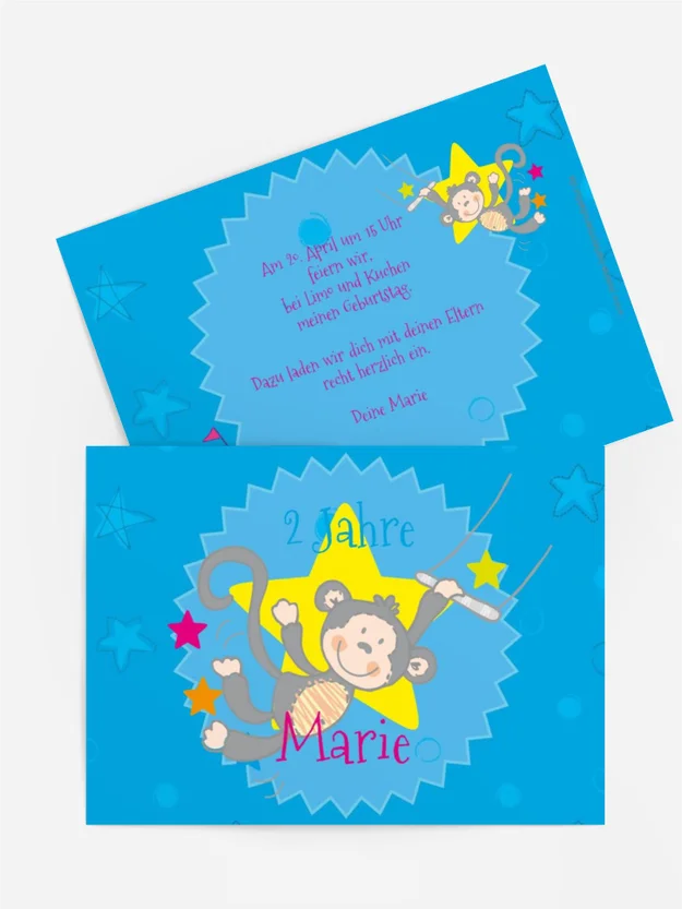 Einladungskarte Geburtstag Affenschaukel