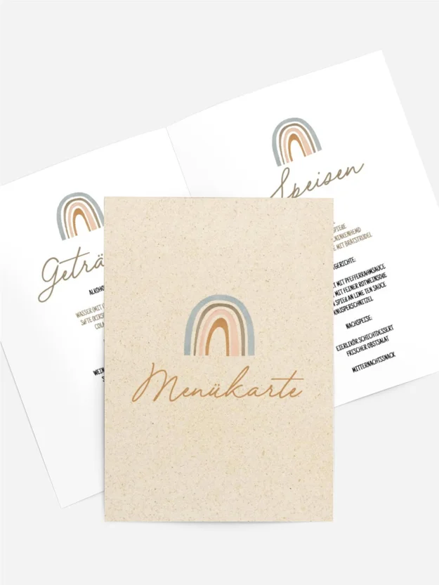Menükarte Taufe Leuchtende Farben