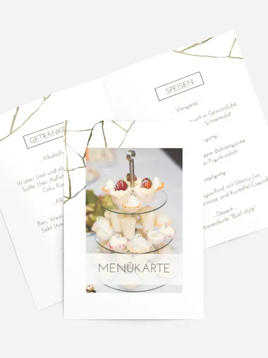 Menükarte Geburtstag Goldene Struktur