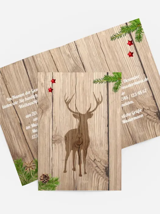 Weihnachts Einladungskarte geschäftlich Holztisch