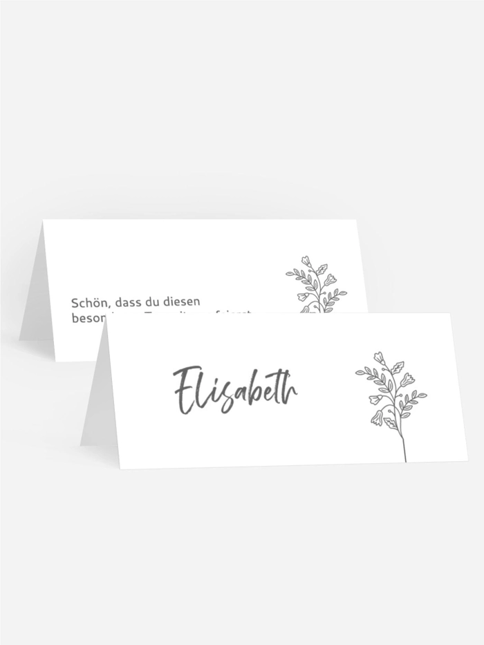 Tischkarte Reihe von Blumen
