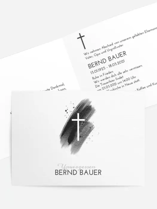Trauerkarte Ruhiger Kreuz des Lebens
