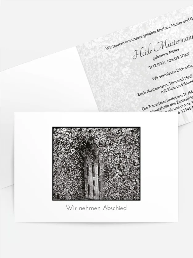 Trauerkarte Efeu quer