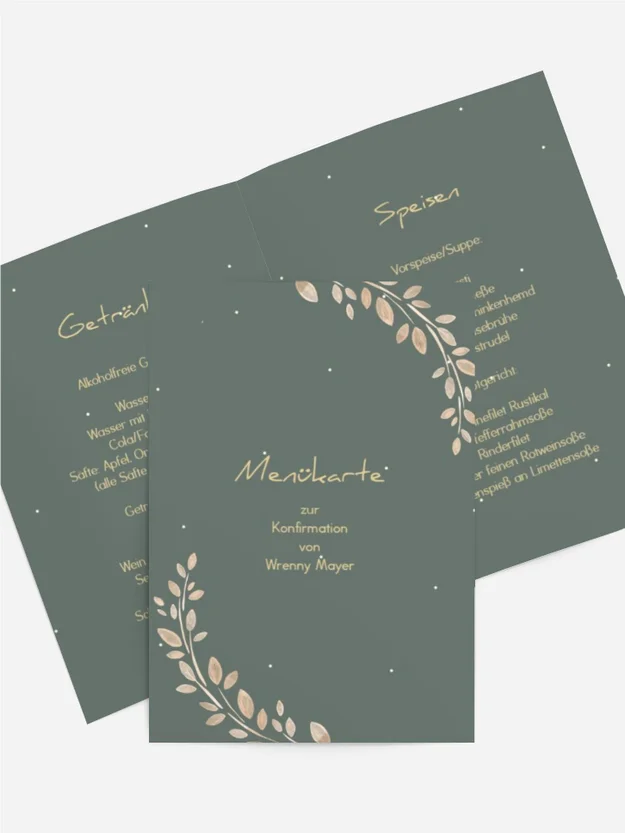 Menükarte Konfirmation Kelchkranz