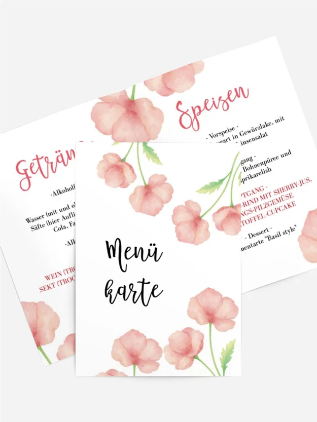 Menükarte Geburtstag Mohnknospen