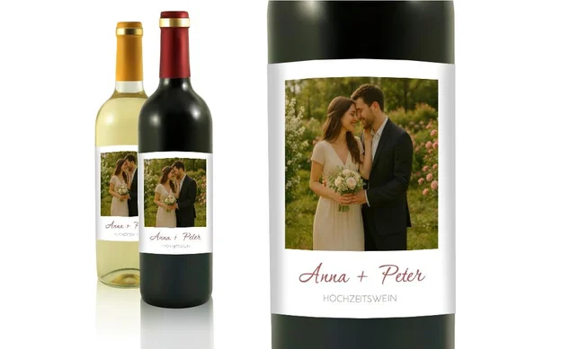 Hochzeit Flaschenetiketten Lebenslinie