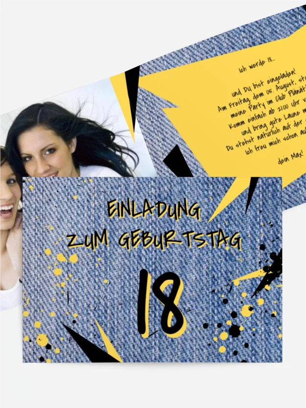 Einladung zum 18. Geburtstag Jeans Style Foto