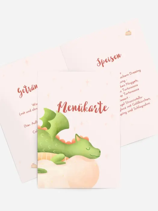 Menükarte Geburtstag Schlafender Drache
