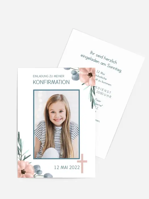 Einladungskarte Konfirmation Blütengedicht Einladungskarte Konfirmation Blütengedicht