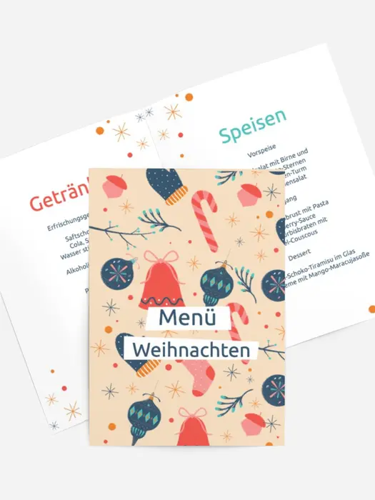 Menükarte Weihnachten Buntes Spielzeug