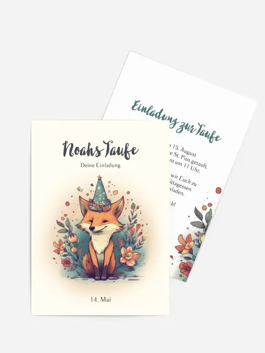 Einladungskarte Taufe Kleiner Fuchs
