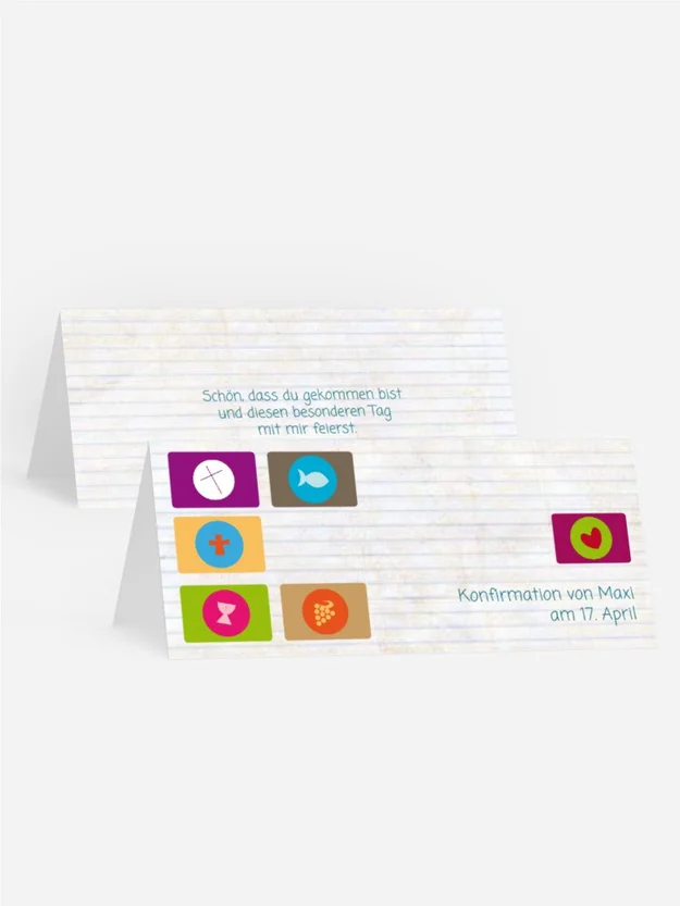 Tischkarte Konfirmation buttons Tischkarte Konfirmation buttons