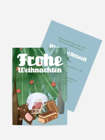 Grußkarte Weihnachten Spielzeug im Wald