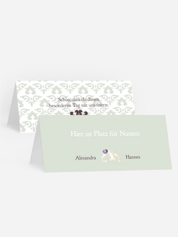 Tischkarte Ornament mit Herz Tischkarte Ornament mit Herz