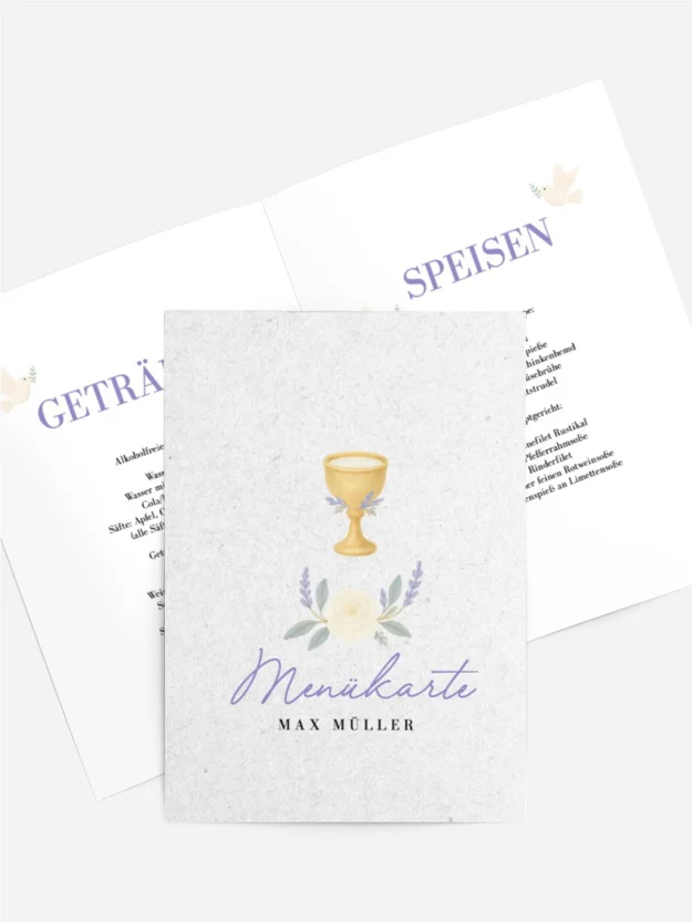 Menükarte Firmung Heiliger Kelch