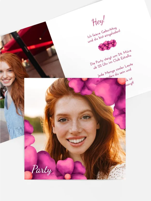 Geburtstagseinladung Rote Blumen Geburtstagseinladung Rote Blumen