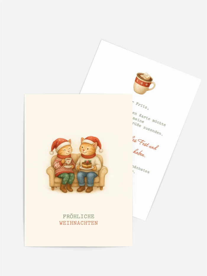 Grußkarte Weihnachten Katzentreffen