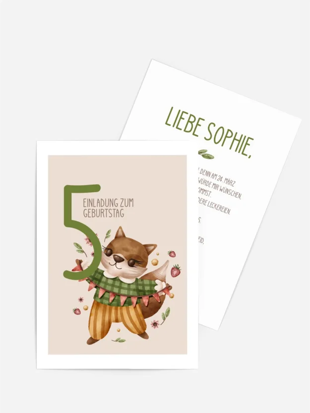 Geburtstagseinladung Tanzender Waschbär