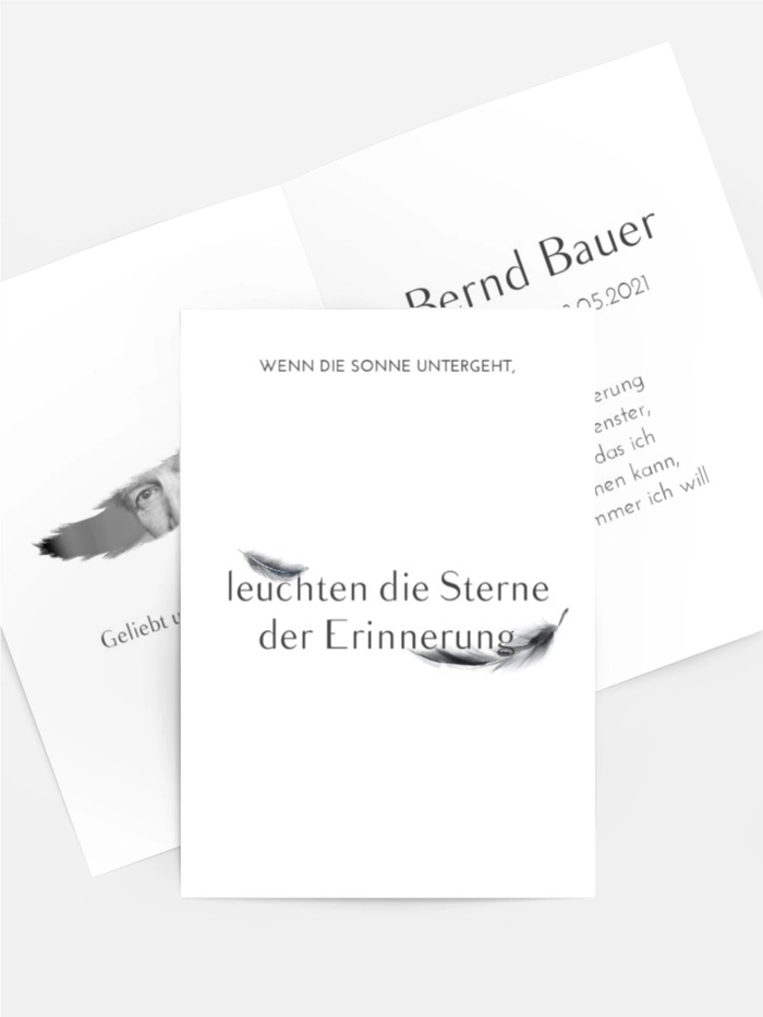 Sterbebildkarte Fallende Federn Sterbebildkarte Fallende Federn
