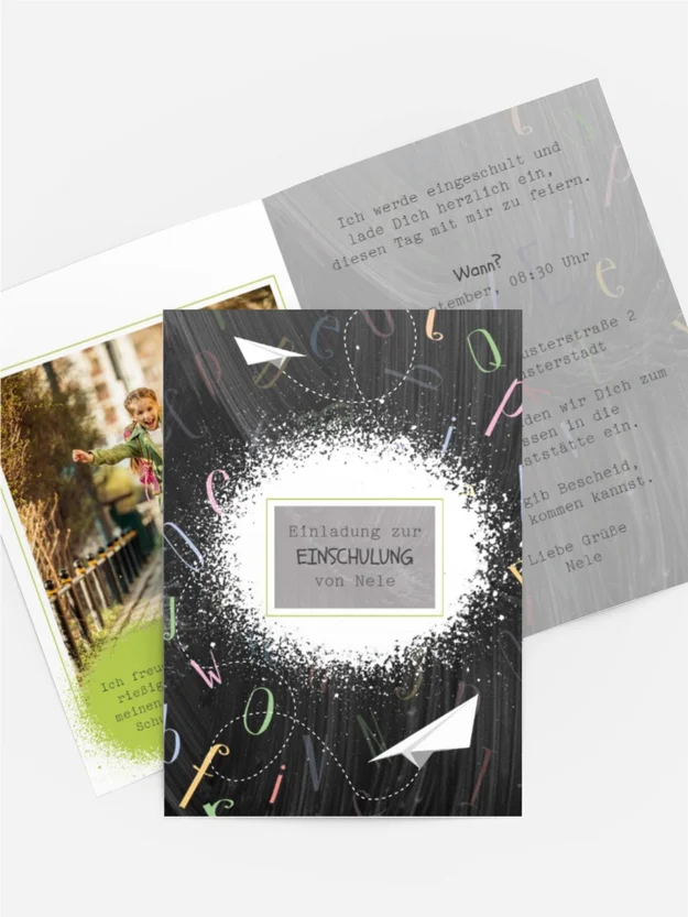 Einschulungseinladung Papierflieger