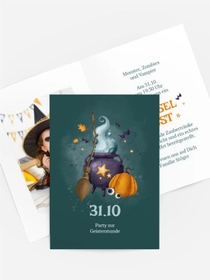 Halloween Einladung Hexenset